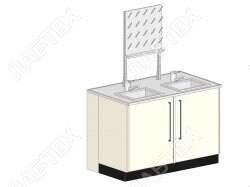 Стол мойка ЛАБТЕХ ПроМо-4К двойная двухдверная с сушилкой, 1200*900*900