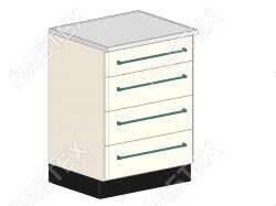 Стол тумба лабораторный ЛАБТЕХ ПроСт-12ДК с 4-мя ящиками, 600*650*900