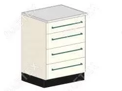 Стол тумба лабораторный ЛАБТЕХ ПроСт-12К с 4-мя ящиками, 600*650*900