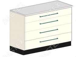 Стол тумба лабораторный ЛАБТЕХ ПроСт-32А с 4-мя ящиками, 1200*650*900