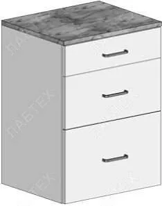 Тумба подкатная ЛАБТЕХ-ТП-40-Л с 3 ящиками, 460*500*617